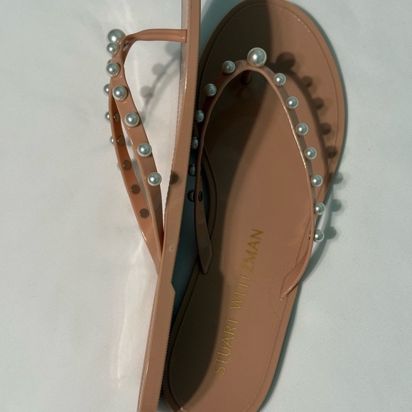 Stuart Weitzman Tan Studded Sandals Size 10 - Picture 3 of 5